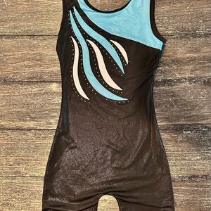 Black and Blue Gymnastics Leotard